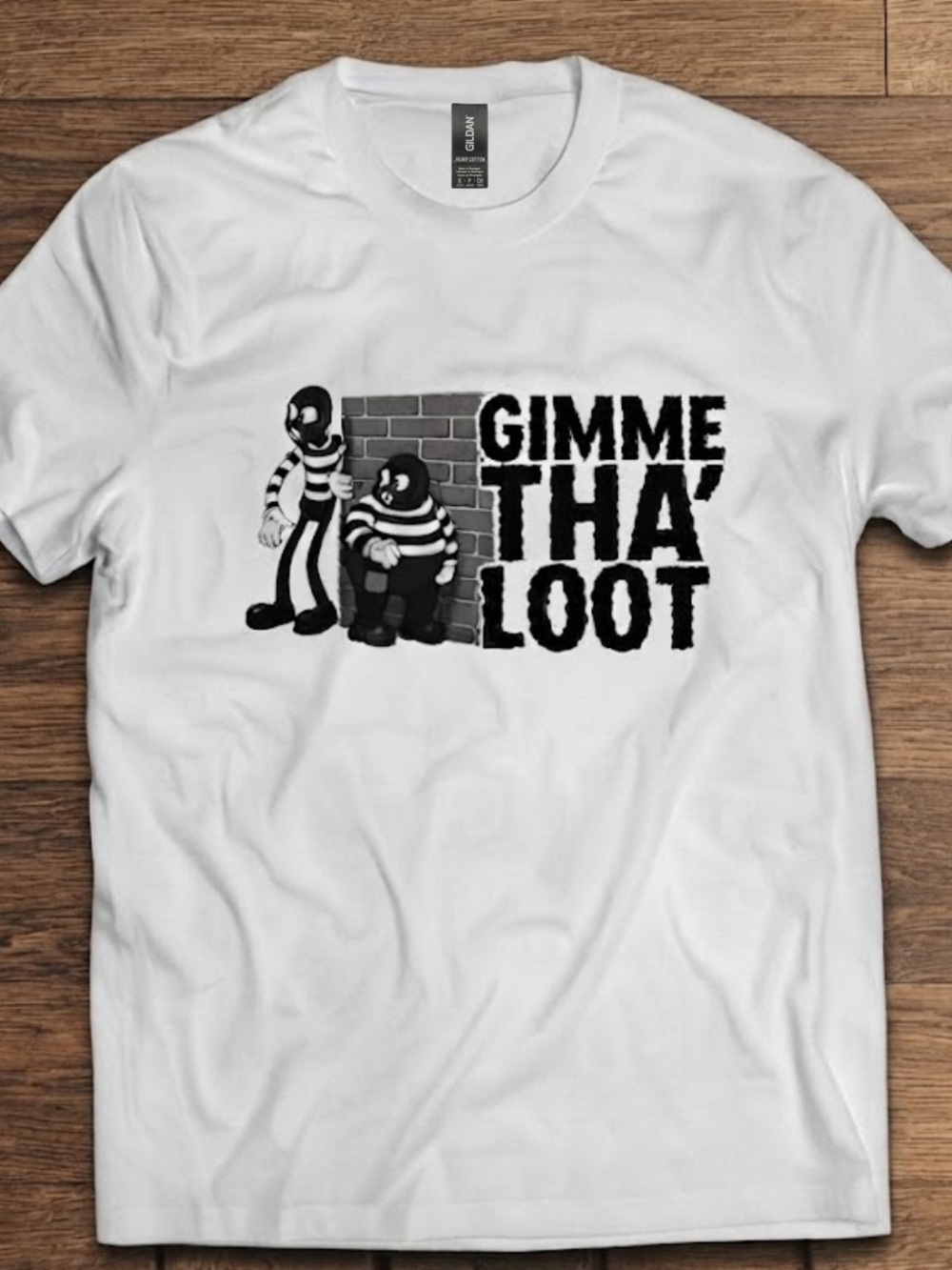 Gildan White Tee with Black Graphic